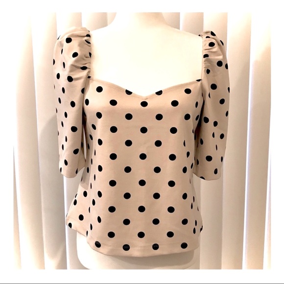 NWOT H&M Polka Dot Puff Sleeve Top - Picture 2 of 8